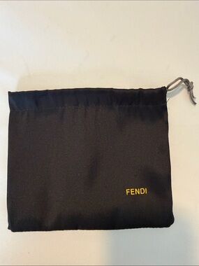 Fendi Black Drawstring Pouch with Yellow Logo